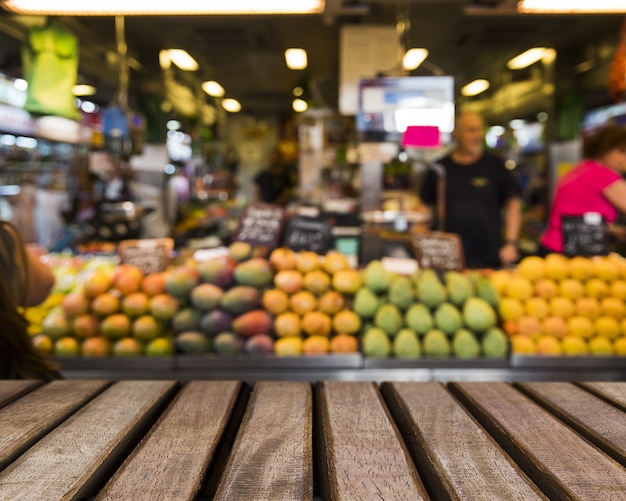 Wooden surface looking out to market scene