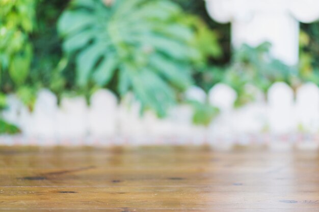 Wooden surface near plants