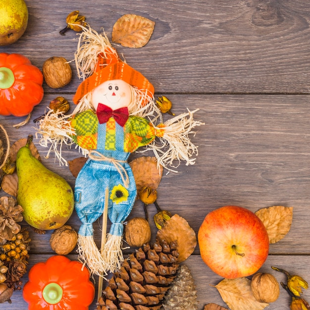 Free photo wooden table covered with vegetables