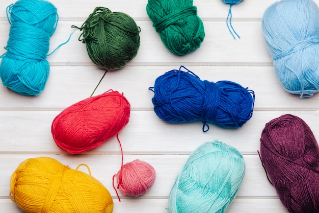 Wool balls in various colors