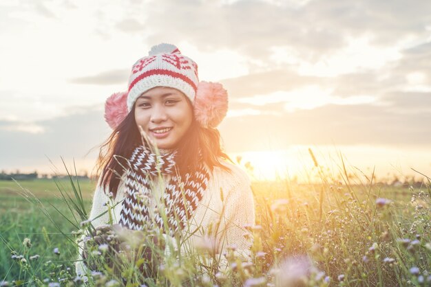 woolen happy coat bright background