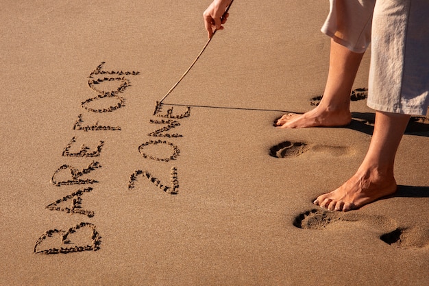 Words in the sand about summer