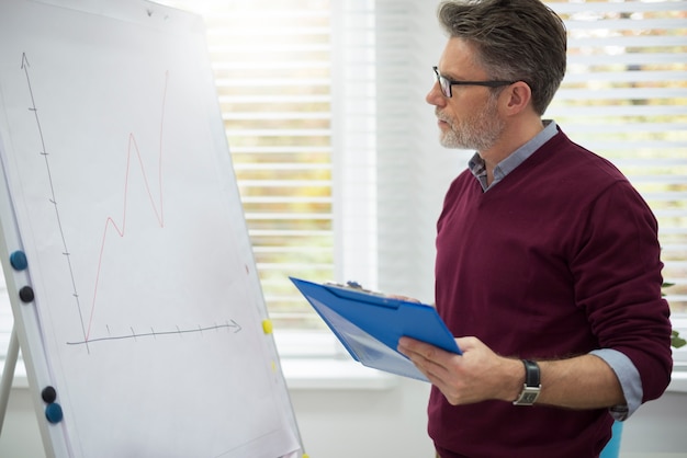 Worker analyzing very important information