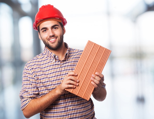 worker man with brick