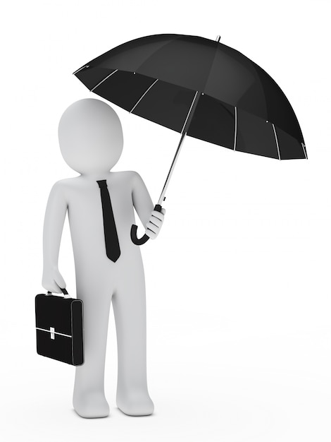 Free Photo worker with tie holding an umbrella