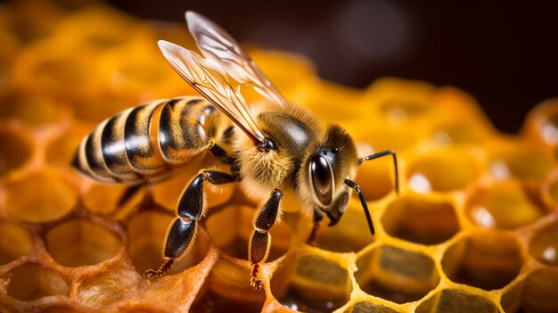 Working bee filling honey combs