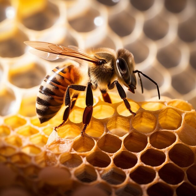 Working bee filling honey combs