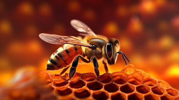 Working bee filling honey combs