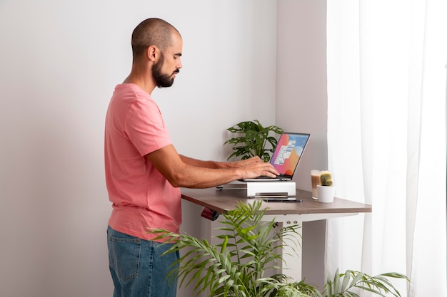 Working from home in ergonomic workstation