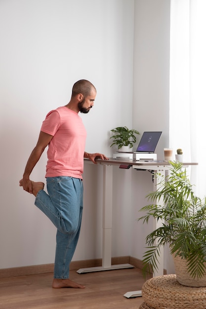 Free Photo working from home in ergonomic workstation