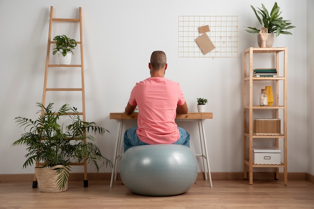 Working from home in ergonomic workstation