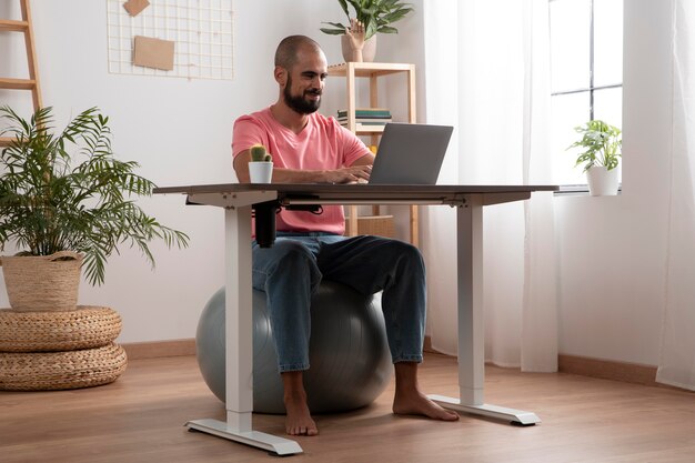 Working from home in ergonomic workstation