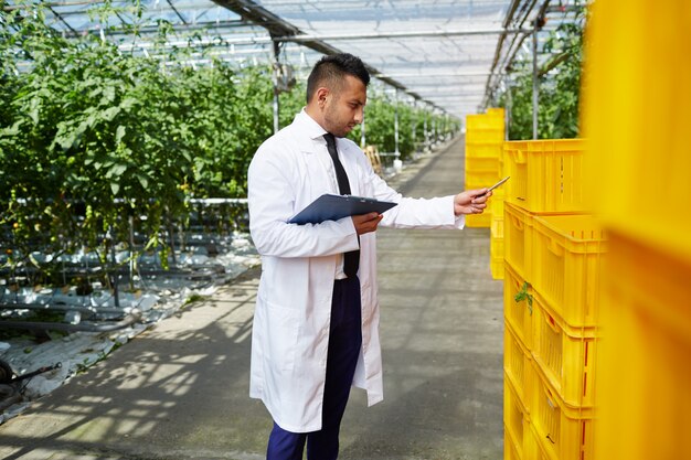 Working in greenhouse