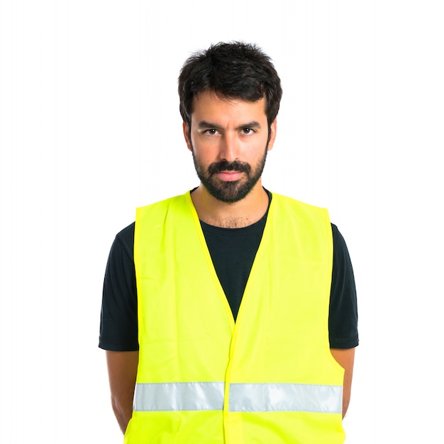 Workman over isolated white background