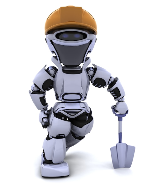 Free Photo workman robot with a spade