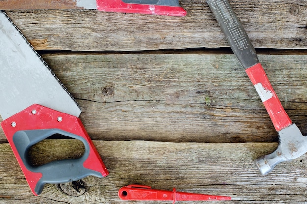 Free photo workshop, repair. tools on the wooden table