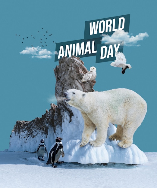 World animal day collage design