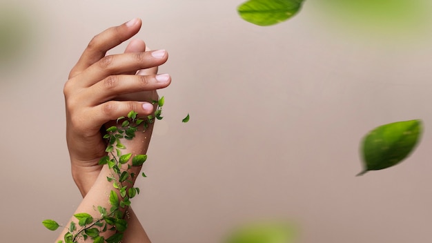 Free Photo world art day celebration with hands posing