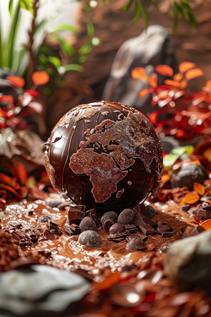 Free photo world ball for chocolate day celebration