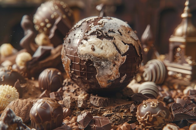 Free Photo world ball for chocolate day celebration