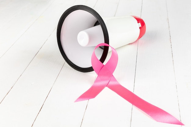 Free Photo world cancer day with pink ribbon and megaphone