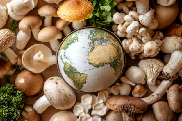 World food ball filled or surrounded by food for world food day