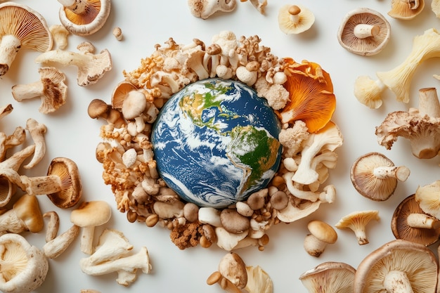 Free photo world food ball filled or surrounded by food for world food day