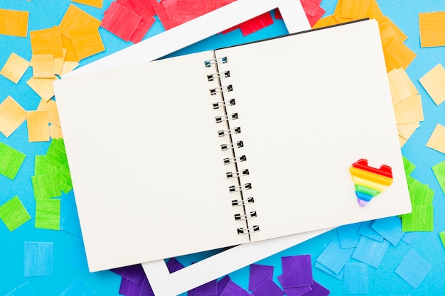 World happy pride day open copy space notebook