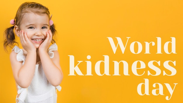 Free photo world kindness day banner with child smiling