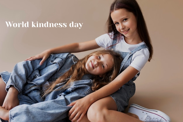 World kindness day banner with children smiling