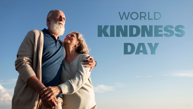 World kindness day with senior couple low angle