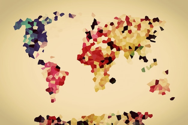 World map made with colorful polygons