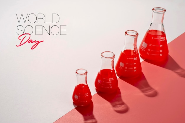 Free Photo world science day arrangement with chemistry tubes