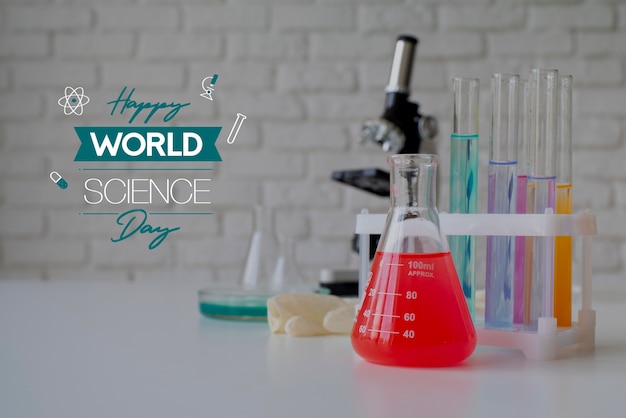 Free photo world science day arrangement with microscope