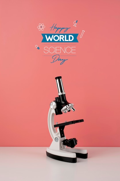 World science day arrangement with microscope