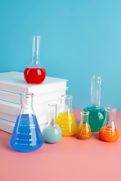 World science day assortment with chemistry tubes