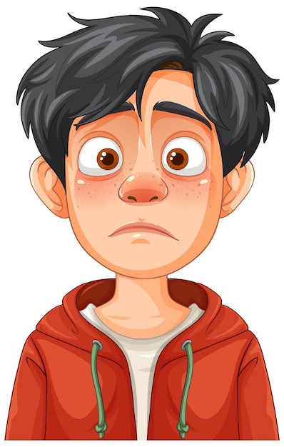 Free Photo worried boy in red hoodie