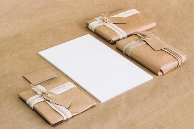 Free photo wrapped presents near paper