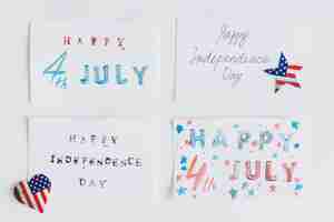 Free photo writing happy 4th july on cards