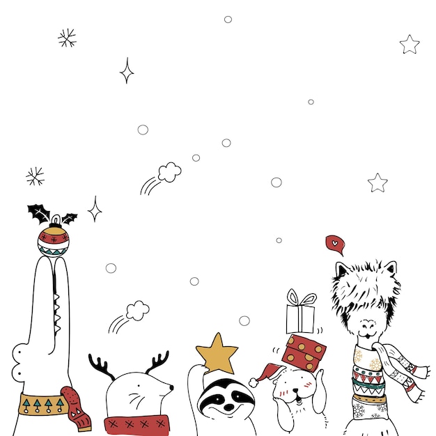 Free photo xmas cartoon animal festive holiday card background