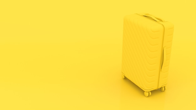 Free photo yellow 3d suitcase on yellow background