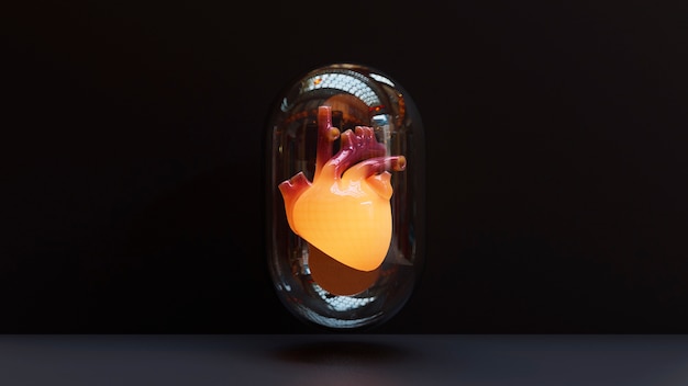 Free Photo yellow anatomical heart in jar