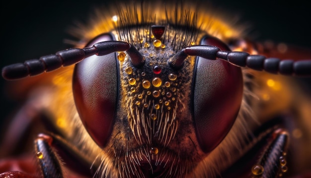 Free Photo yellow bee sharp focus on foreground flower generated by ai