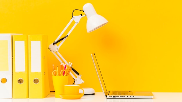 Free Photo yellow business desk close up