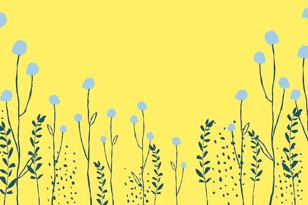 Free photo yellow floral border background with dandelion flower doodle