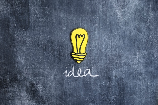 Yellow idea light bulb on chalkboard