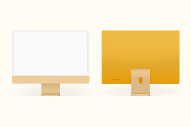 Free Photo yellow minimal computer desktop screen digital device with design space