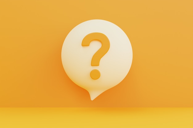 Yellow question mark in speech bubble