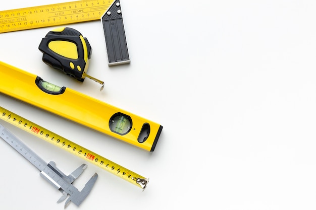 Free Photo yellow repair tools with copy space