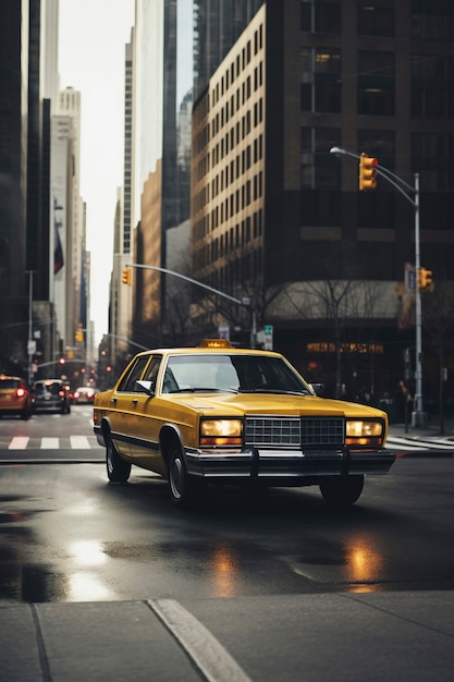 Free photo yellow taxi in city